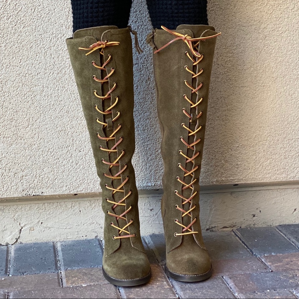 Moss Genuine Leather Lace Up Heeled Military Boot - Picture 5 of 14